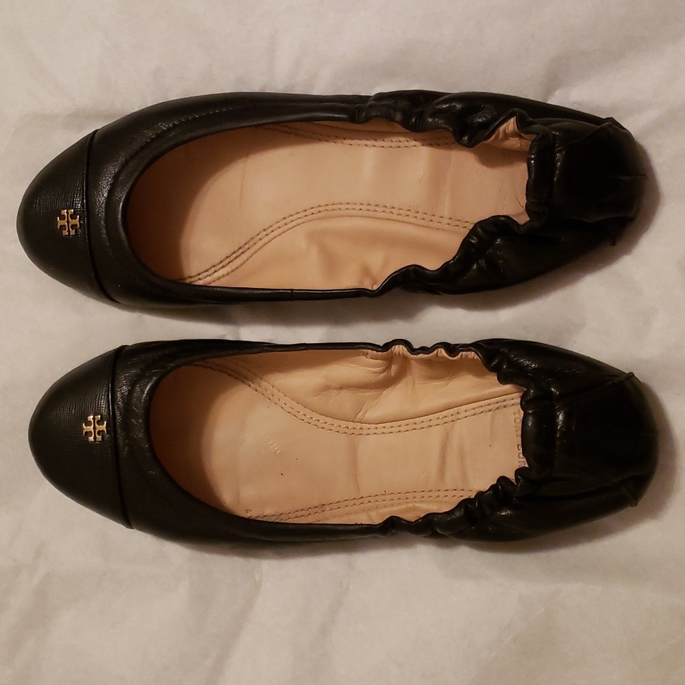 Tory Burch Black Leather Ballet Flats Sz 7